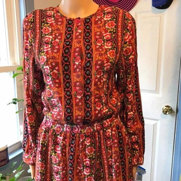 Vtg 90s Leslie Fay Floral  Women Matching Set Skirt and Buttons up Top Size 14 - Picture 7 of 8